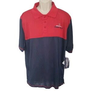 BOSTON‎ RED SOX MLB MEN'S POLO SHIRT SIZE XL NAVY BLUE & RED COLORBLOCK